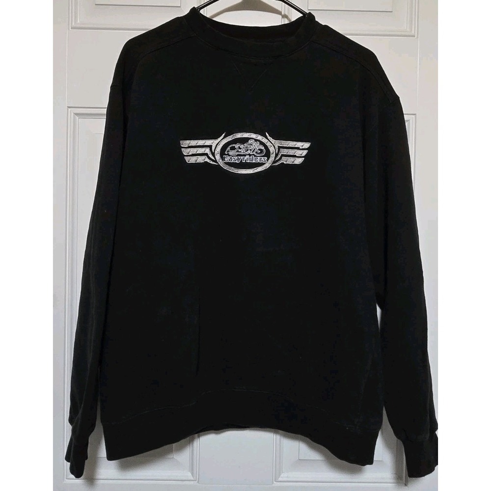Lee Sueded EasyRiders Motorcycle Black Crewneck Sweatshirt Medium Pullover